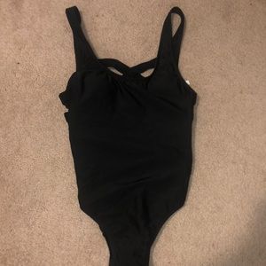 Black one piece bathing suit